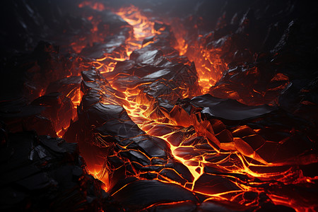 火山中的岩石背景图片