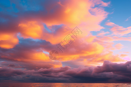 夕阳时天空中的云彩图片