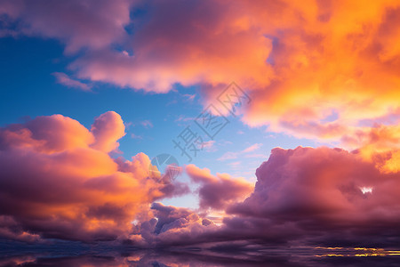 夕阳下天空中的云彩图片