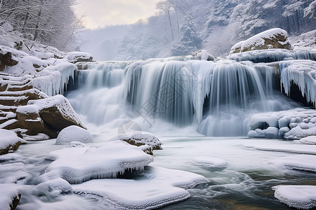冬季被冻结的瀑布高清图片