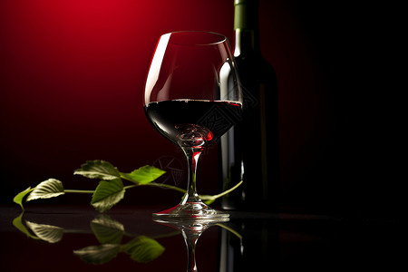 玻璃酒杯里的红酒背景图片