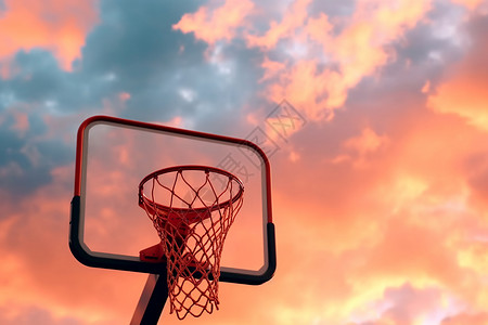 篮球架与天空背景图片