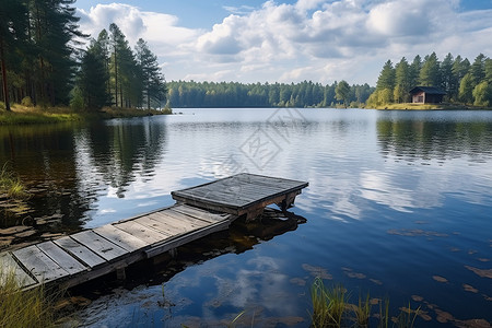 码头木桥湖畔的码头背景