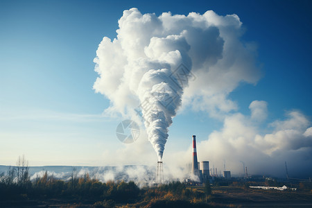 一座生物质发电厂的烟囱图片