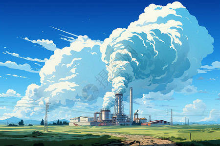 生物质发电厂烟囱的近景特写背景图片