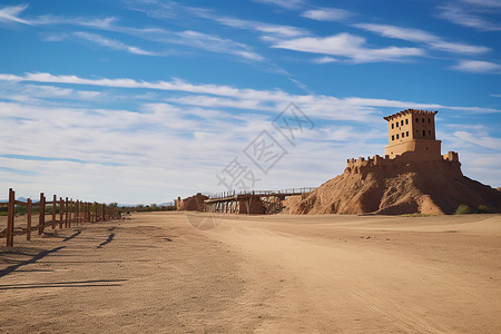 堡垒塔沙漠里的土路背景