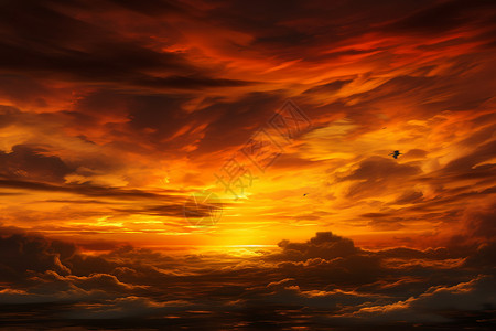 夕阳下的云海图片
