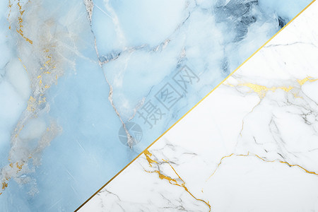 巴洛克风格边框蓝色与金色的大理石地板背景