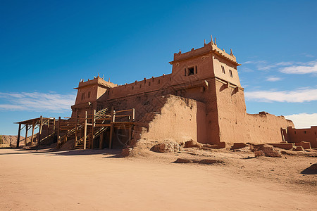 围墙堡垒沙漠中的城楼背景
