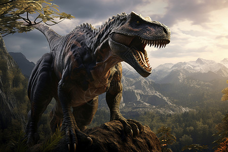 荒山上挺立的恐龙背景图片