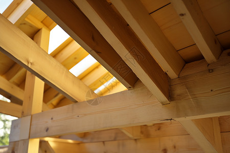 屋顶横梁木质建筑的天窗背景