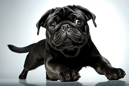 黑色狗狗睁得大大的眼睛背景图片