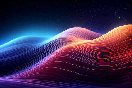 多彩粒子五彩缤纷的波浪线条设计图片