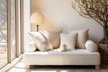 现代客厅的白色沙发图片