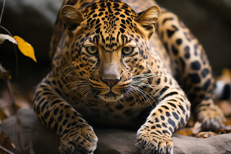 豹眼睛石头上的豹子背景