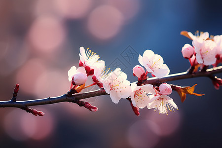 树杆上盛开的樱花图片