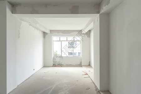 公寓窗户维修白墙修缮中的空旷房间背景