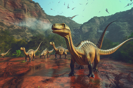 上古时期侏罗纪时期的恐龙背景