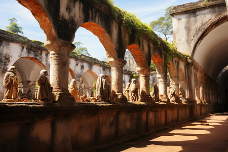 修道院的雕像高清图片