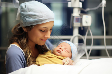 产科护士素材妈妈与新生命背景