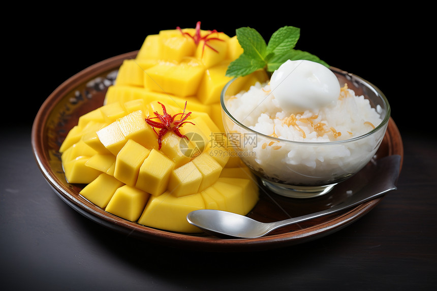 芒果椰汁糯米饭图片