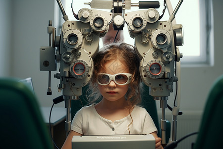 视光机器下的小女孩背景