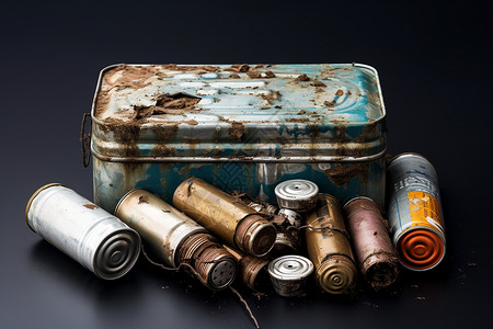 废弃的金属盒背景图片