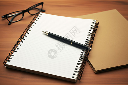 笔和本素材网桌上放着一个笔记本和一支笔背景