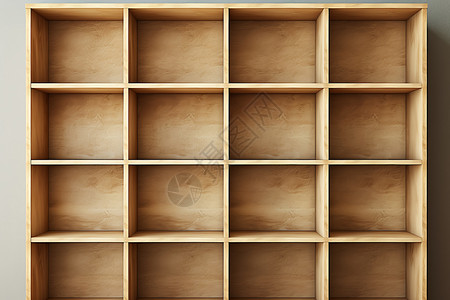 方形格子空白木制书架背景
