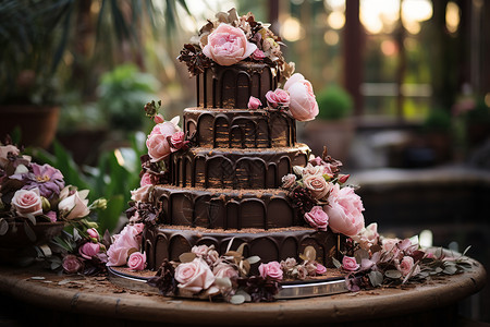 梦幻巧克力蛋糕背景图片