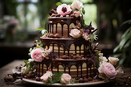 巧克力甜品的花园婚礼背景图片