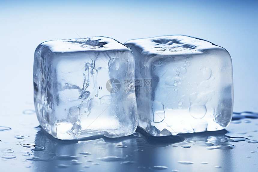 冰上的晶莹水滴图片
