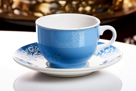 空碟子茶杯与茶碟背景