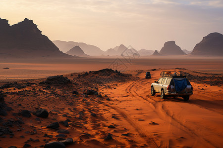 穿越沙漠的越野汽车图片
