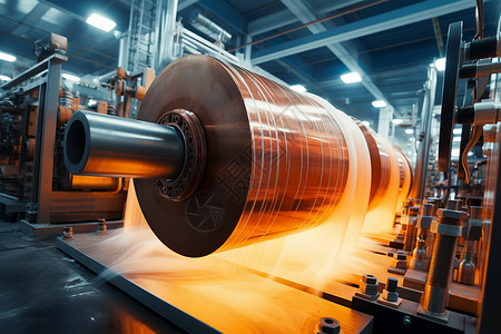 工业工厂中生产的钢卷高清图片