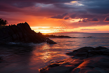 浪漫海岸的夕阳图片