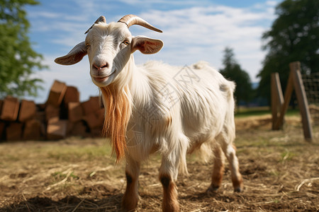 乡村养殖场中养殖的山羊图片