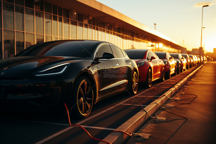 排队充电的新能源汽车图片