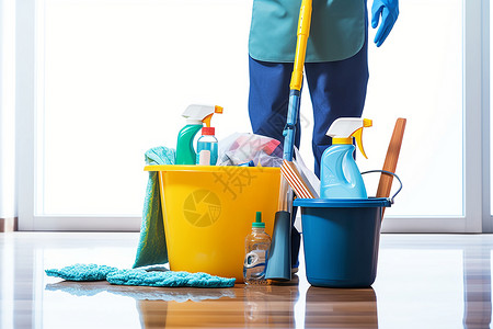 家政培训专业的家政清洁用具背景