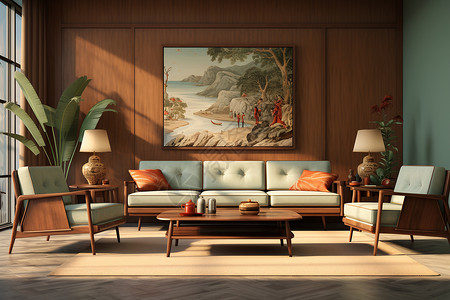 复古优雅的客厅高清图片