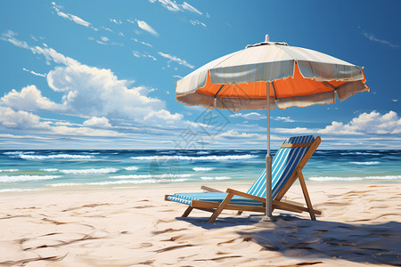 沙滩上的太阳伞背景图片