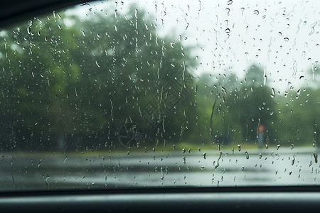 户外雨滴湿润的车窗图片