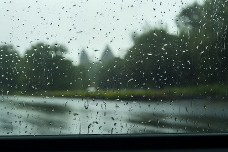 玻璃窗上面湿润的雨滴图片