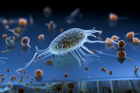 水中微生物半透明的原生物动物设计图片