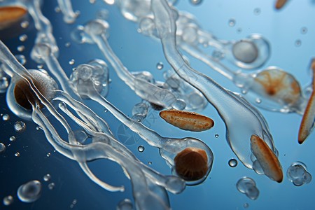 水中游泳的水中微生物高清图片
