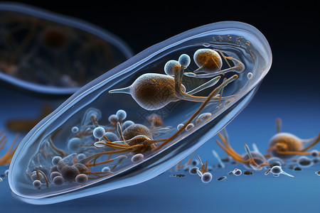 微生物细胞游泳池里面的细胞生物背景