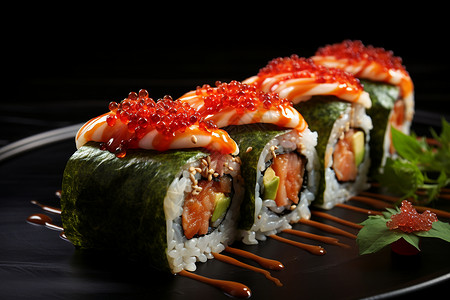 美味的鱼肉寿司背景图片