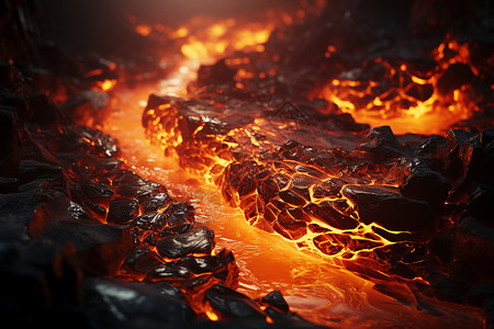 流动的炙热岩浆背景图片
