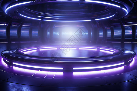 紫色光环空间中的光环舞台设计图片