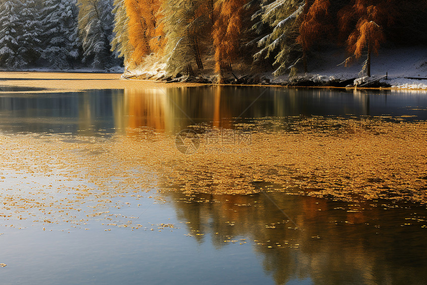 秋季湖畔风景图片